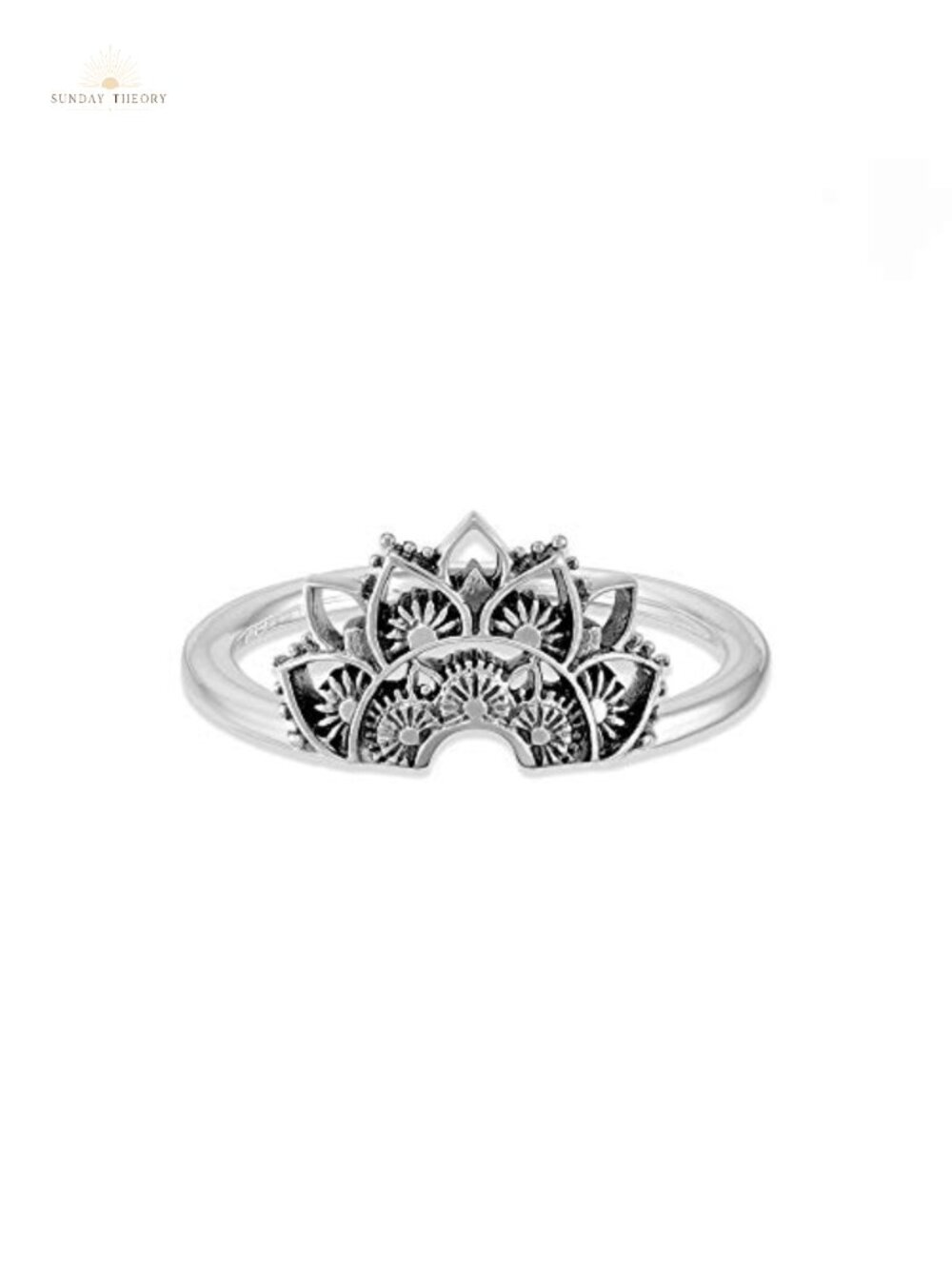 Sterling Silver Boho Tribal Lotus Flower Ring - Handcrafted